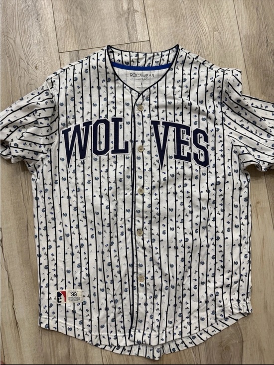 Rocawear Other - Rocawear White & Navy 'WOLVES' Pinstripe Baseball Jersey size large